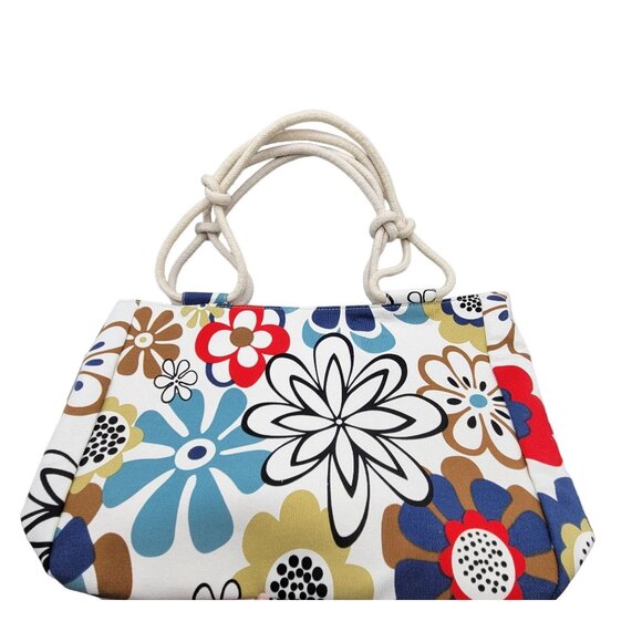 Farmhouse Is My Style Floral Canvas Tote Bag Rope Handles Zipper Pocket Lined - Picture 4 of 5